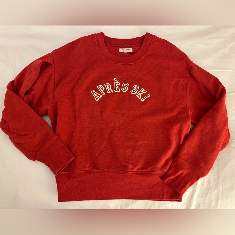 Madewell Cropped Après Ski Pleat-Sleeve Sweatshirt, Size M